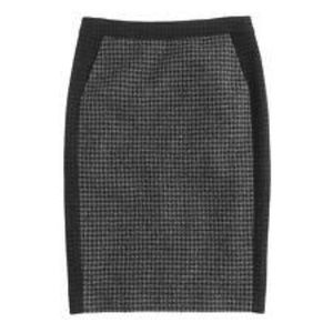 J Crew Black/Grey Wool Blend Pencil Skirt